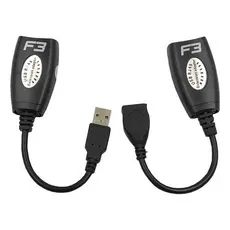 Cabo Adaptador F3 Extensor Usb Rj-45 Preto 15 Cm