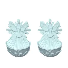 Kit Com 2 Pias Batismal Resina Batizado Artesanato Divino Religioso Decorativo Branca