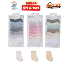 Meias Bebe Pimpolho Liso Neutro Menina Menino Branco Rosa Azul Meia Infantil Recem Nascido
