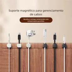 Fixador de Cabos Autoadesivo Magnético - Organizador Portátil, Prático para Reduzir Bagunça de Fios