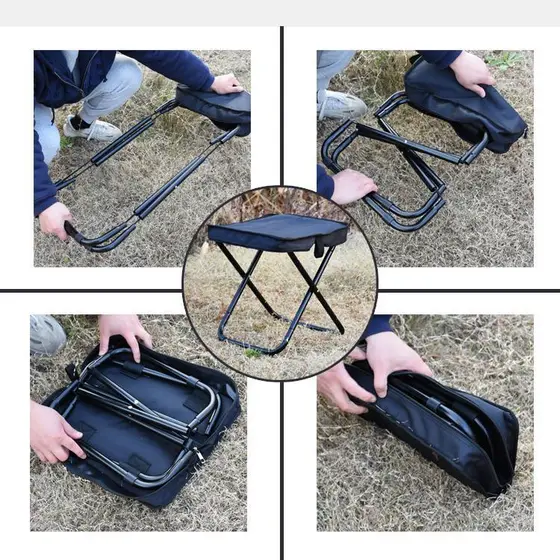 Banqueta de Alumínio para Camping - Dobrável e com Bolsa Zíper