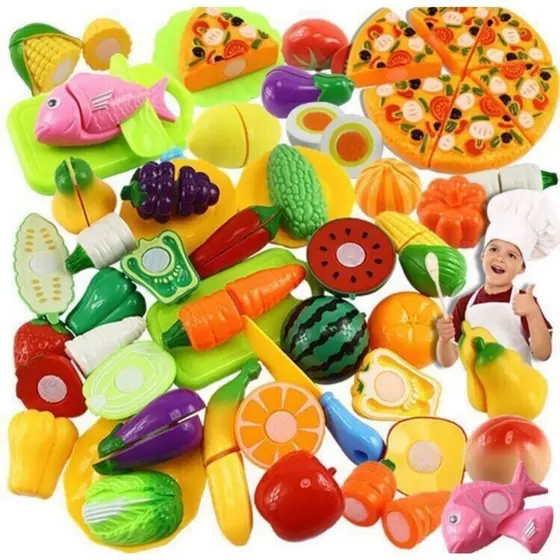 Kit frutas frutinhas legumes de brinquedo comidinhas cozinha velcro - Interativo para Autista