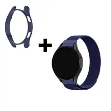 Case Protetora com pelicula de vidro Watch 7+ Pulseira de metal de aço inoxidavel para Samsung Galaxy Watch 7