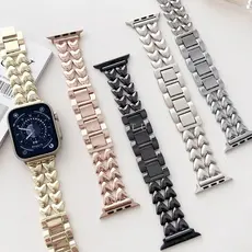 Pulseira Dois Coração De Aço Inoxidável Para Apple Watch 41/40/42/46/44/45/38/49 Menina Watch Séries