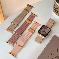 Pulseira couro Magnética com fecho Dobrável Premium para Apple Watch