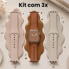 Kit 3x Pulseiras Silicone Liso Confortável Para AppleWatch Smartwatch 38/40/41/42/45/49/Serie10 46mm