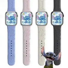 Pulseira Silicone Fecho Personalizada Stitch Desenho Para Apple Watch 38/40/41/42/45/46/49mm