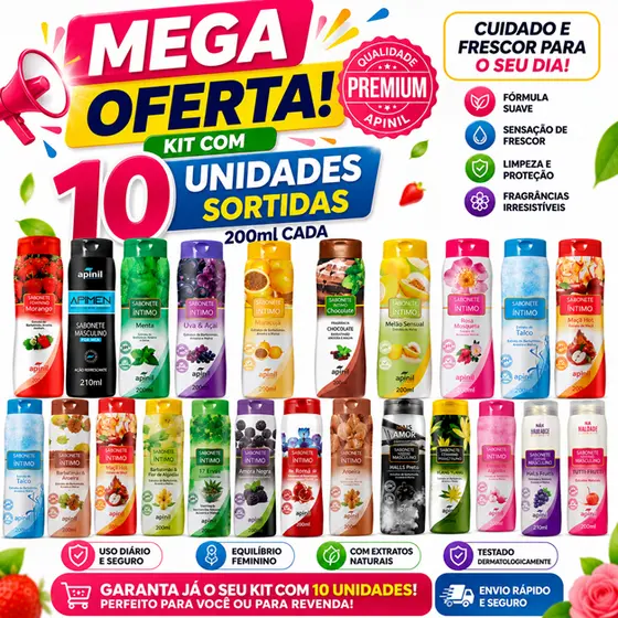 Kit 10 unid Sabonetes Intimo Feminino Apinil Super Cheirosos Atacado