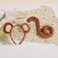 Conjunto Fantasias Macaco Estone, Orelhas, Faixa Cabeça, Cauda Para,, Cosplay Animais