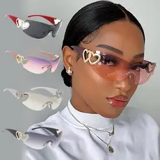 YJ6020 Óculos de Sol Coração Vazado - Estilo Y2K Retrô e Fashion