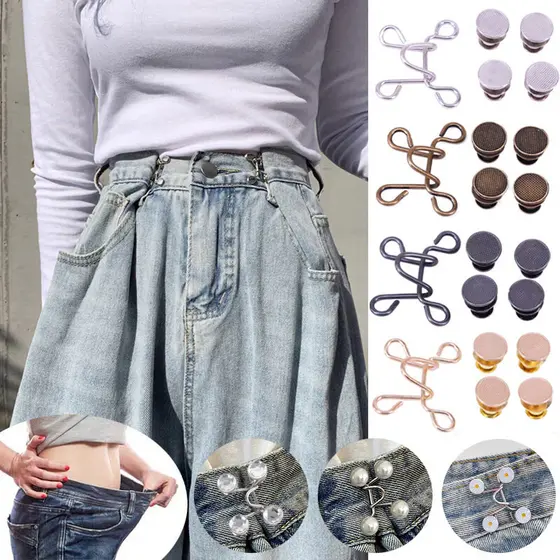 Alfinete De Cintura Pérola E Strass – Prendedor De Roupas Ajustável Antiderrapante Para Vestido/Calça