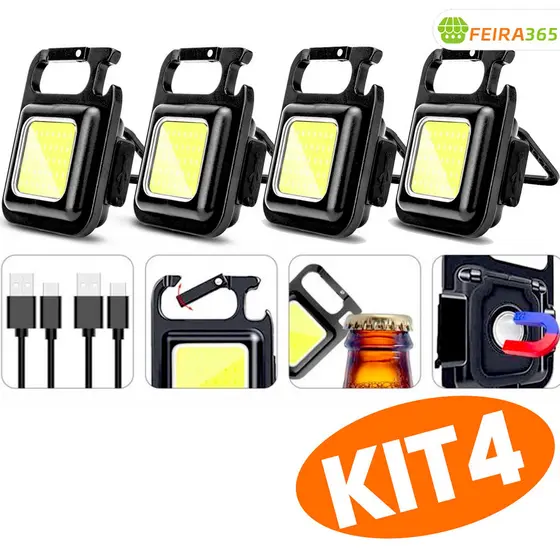 Portátil LED/USB recarregável Mini lanterna-chaveiro brilho lanterna, iluminação ajustável 3 modos de luz
