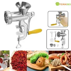 Moedor de Carne Manual com Funil para Linguiça e Biscoito