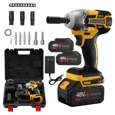 Chave de Impacto Conjunto Profissional Parafusadeira Sem Fio 48V Com Dupla Bateria