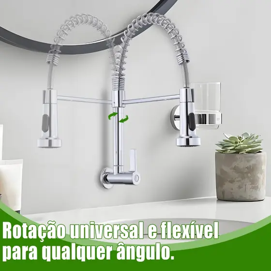 Torneira gourmet de cozinha de parede, estilo moderno para casa nova, instalação simples