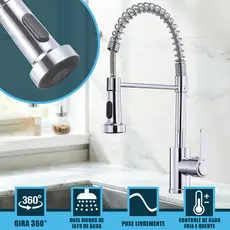 Torneira Moderna para Bancada | Luxo Leve com Mola, Controle Simples Água Quente e Fria