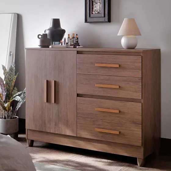 Cômoda Para Quarto Moderna Bella C/ Sapateira 2 Portas 4 Gavetas Cor Carvalho