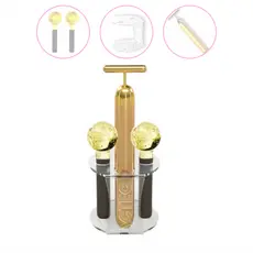 Esfera De Cromoterapia Amarela com Glitter + massageador Energy + Suporte