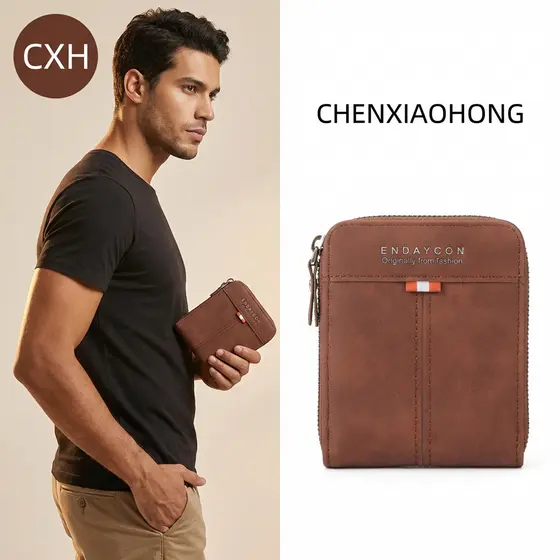 Carteira Masculina Retrô – Porta-Cartões Fashion E Estojo Fino De Couro