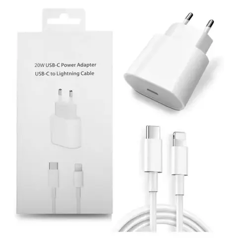 Carregador 20w USB C e Cabo Lightning Compatível com iPhone Xr 11 12 13 14 Pro Max