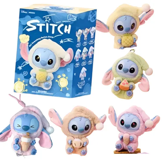 Boneco Stitch Chaveiro de Pelúcia Colecionável Caixa Surpresa Hora de Dormir Stitch