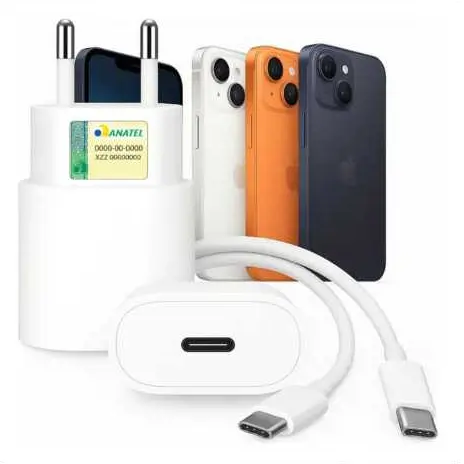 Carregador 35w Compatível Com iPhone 15 16 17 Pro Max Fonte USB C + Cabo Tipo C