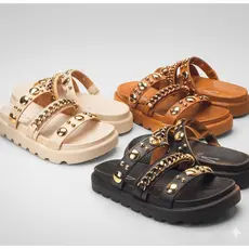 Papete Feminina Vizzano Tratorada com Spikes e Tiras Confortável Moderna Casual Estilosa Dia a Dia