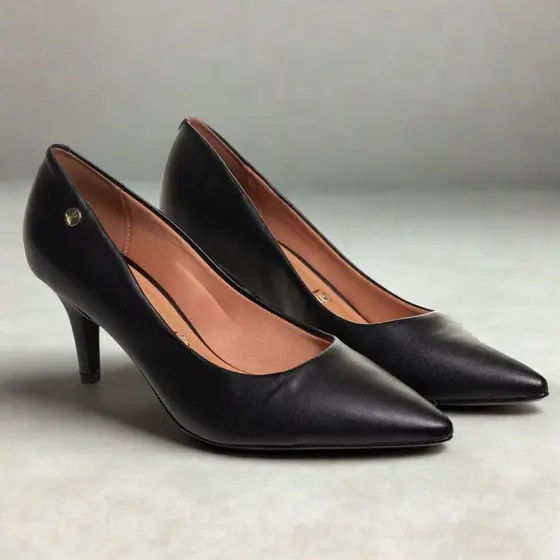Scarpin Feminino Vizzano Preto Salto Fino 7cm Confortável Elegante Clássico para Trabalho e Eventos