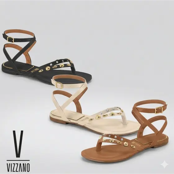 Promoção Rasteira Tamanco Vizzano Feminina de Amarrar com Spikes Confortável Casual para Verão