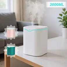 Grande Umidificador 2 Litros Com Saída Dupla Luzes LED's Coloridas Silencioso e Neblinas Controláveis 2000ML 3000ML