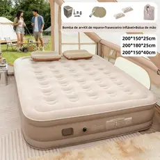 Colchão Inflável Queen Casal Cama De Campanha Bomba Inflável Com Bateria De Lítio Integrada 200*150*40cm