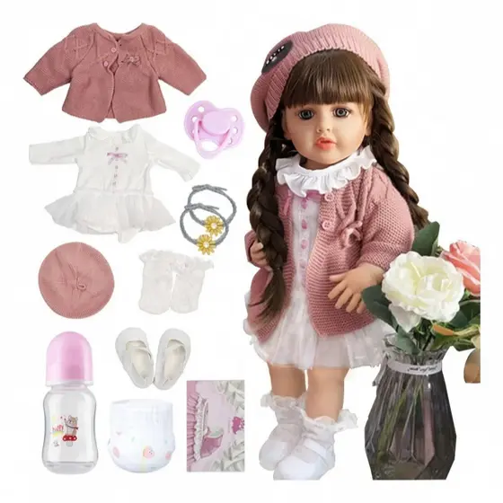 Bebê Reborn Boneca Realista 100% Silicone 55cm Com Acessório Brastoy Menina Olhos Castanhos Luxo Em Pode Dar Banho Envio