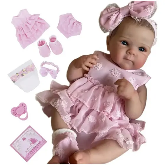 Bebê Boneca Mamãe Reborn 100% Silicone Enxoval Menina Baby Colorido 48cm Bebe Original Pronta Entrega Com