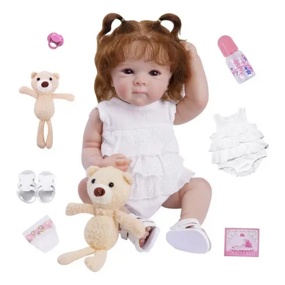 Bebê Reborn Boneca  Luxo Bebe Menina Silicone Realista Com Enxoval Original de Pode Dar Banho Envio Imediato Silicone-do