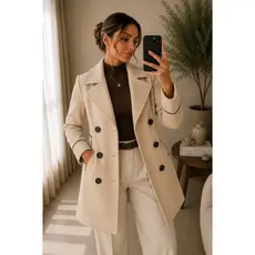 Casaco Blazer Feminino Lã Batida Alfaiataria Social Promoção envio 24 h Inverno 6 Botões funcionais