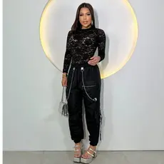 CALÇA JOGGER TACTEL CARGO DE CORRENTE MODA GRINGA COM ZIPER , BOLSO E DETALHE REFLEXTIVO