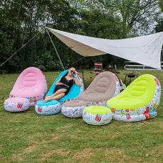 Conjunto Poltrona e Puff Inflável Com Estampa Descanso Preguiçoso Sofá Poltrona + Apoio Para Pés--