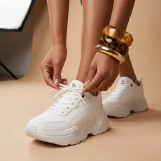 Tênis Plataforma feminino Casual Festa Caminhada Dia-Dia academia branco confortavel leve primeira linha