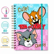 Caderno Smart Colegial Inteligente Reposicionável Tom &Jerry 10 Divisórias 80 Folhas