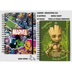 Caderno Universitário10 Materias Smart Marvel Guardião da Galaxia Groot Original