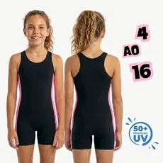 Maiô Infantil Feminino Macaquinho Juvenil Para Natação e Hidroginástica em Suplex sem Touca Proteção UV50+ do 4 ao 16