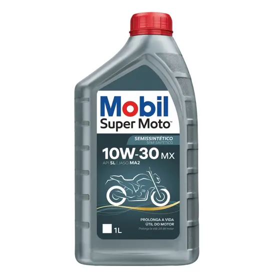 Óleo Mobil Super Moto 10w30 MX Semissintético API SL JASO MA2 1 Litro