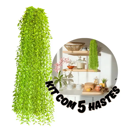 Kit 5 Pendentes Flor Planta Artificial Decoração Realista
