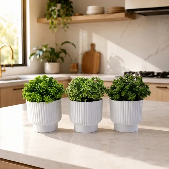 Kit 3 Vasos Com Plantas Artificiais Decorativas cachepot