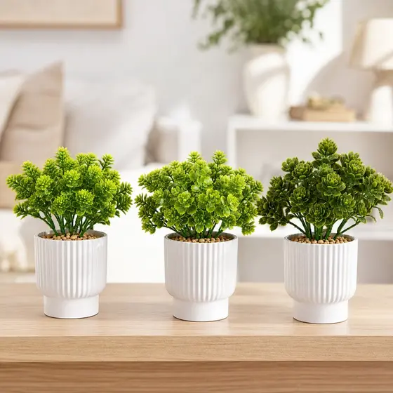 Vasos + plantas kit com 3 decoração Campeão de Venda