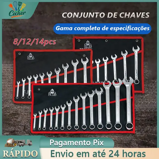 jogo de chave combinada 8/12/14 Peças Profissional combinação de aço carbono Chave fixa