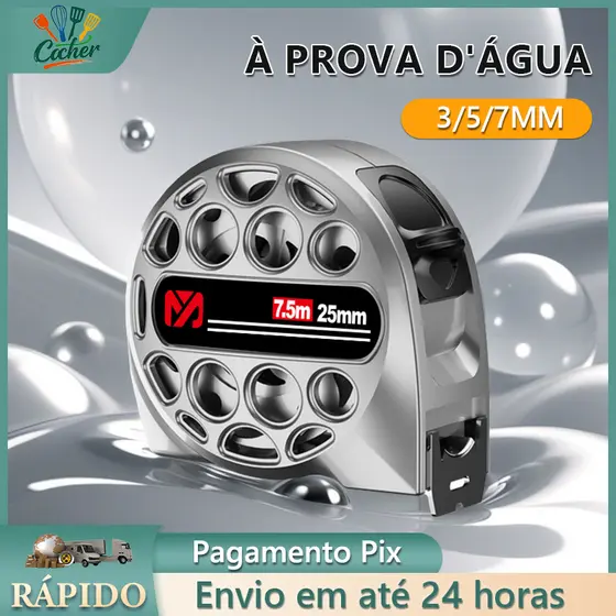 Fita Métrica de Aço Inoxidável 5m Trena Anticorrosiva Alta Precisão Resistente Quedas Ferrugem