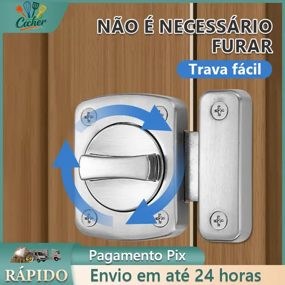 Fechadura Trava De Segurança liga de zinco Porta De Aço Inox Tranca Anti Roubo Fácil instalação