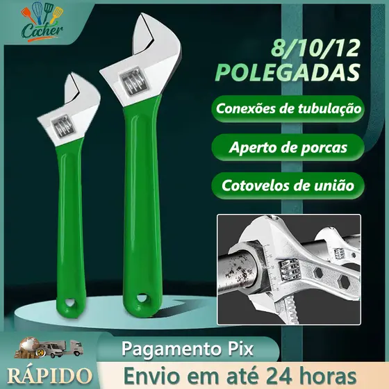 2 Peças Cabo Emborrachado Jogo Chave Inglesa Boca Ajustável 8/10/12 Polegadas