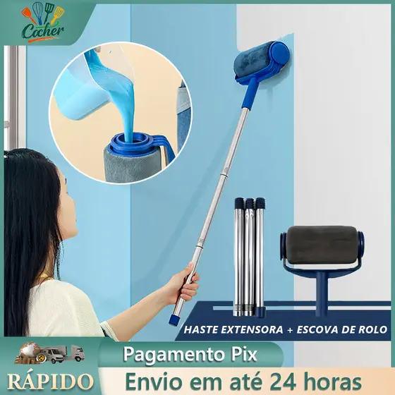 Kit de Pincel Rolo de Pintura Easy Glide de para Pintura de Paredes + 72 cm cabo